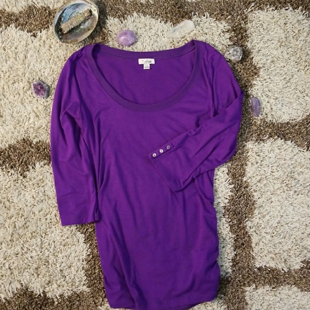 GUESS Women's Ruched 3/4 Sleeve Shirt